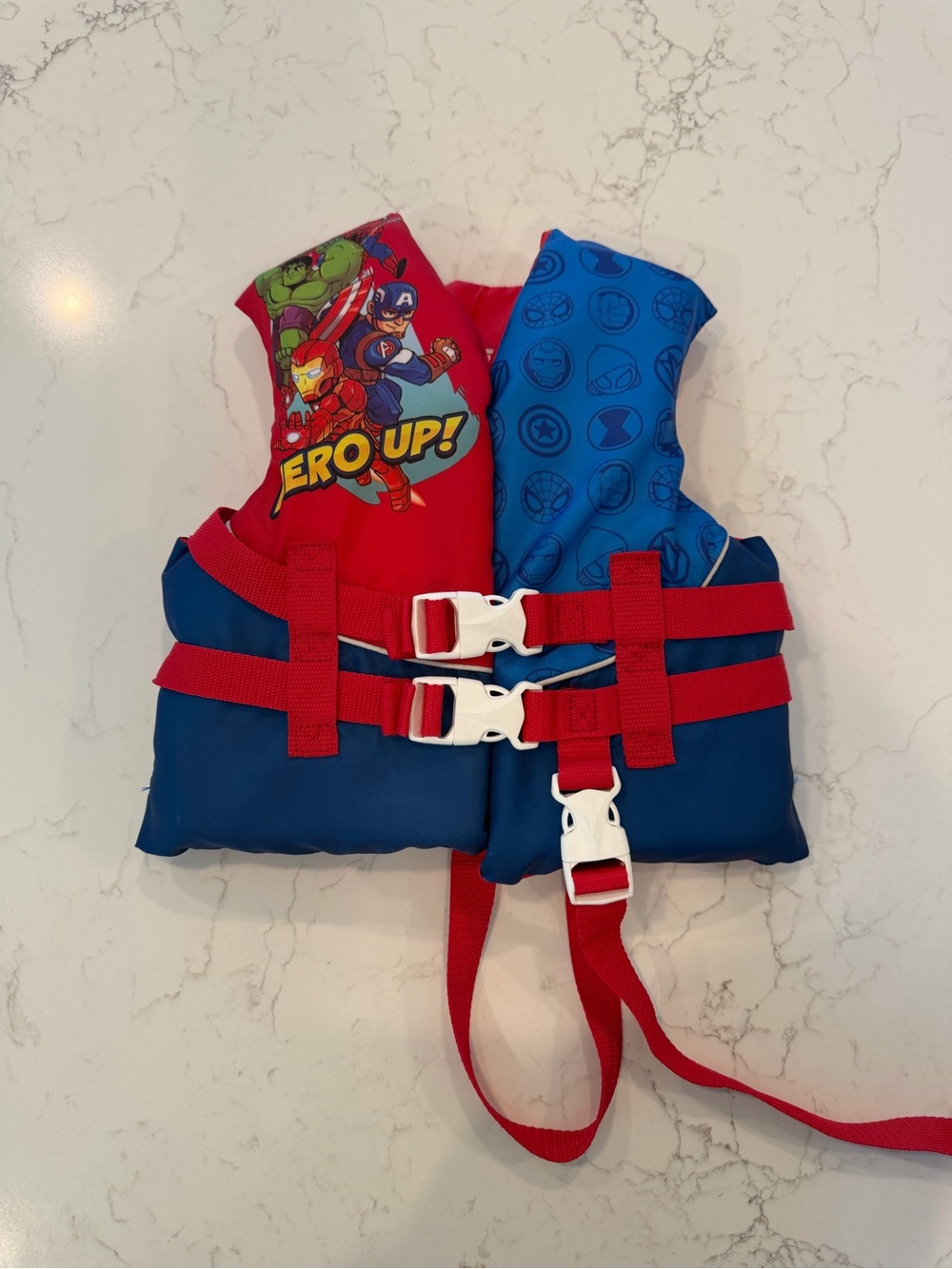 Marvel Kids Red and Blue Superhero Swim Vest with Character Graphics